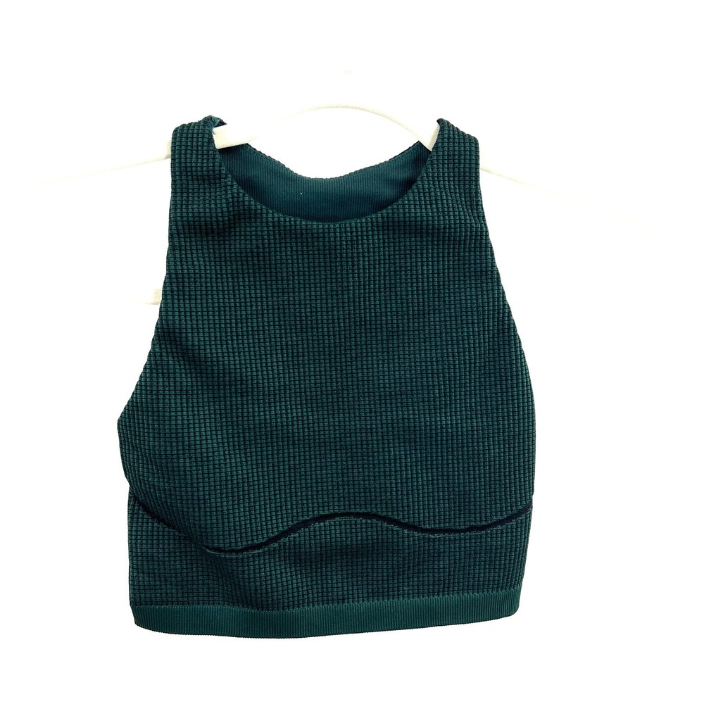 Aerie american eagle Offline Sports Bra Top‎ workout high neck textured green XS